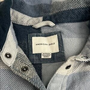 American Eagle Blue and White Button Down Shirt